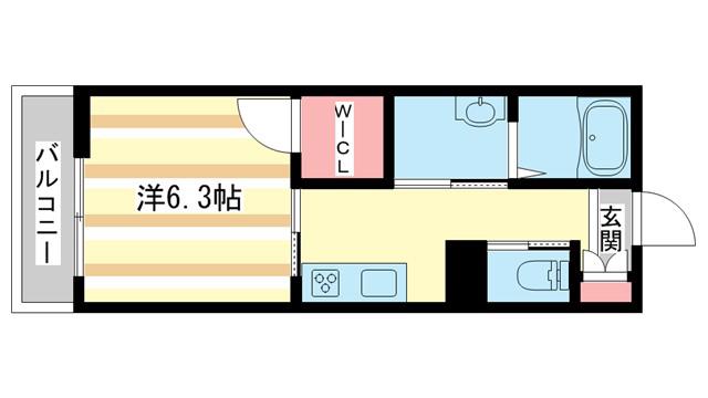 シャーメゾン王寺駅前(1K/2階)の間取り写真