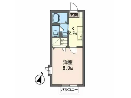 GIARDINO泉中央II(1K/2階)の間取り写真