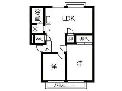 ドリームフォレスト楽田(2LDK/2階)の間取り写真
