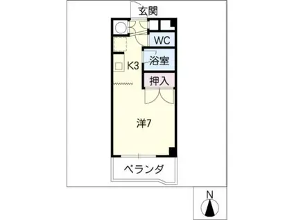 若宮ビューハイツ(1K/6階)の間取り写真