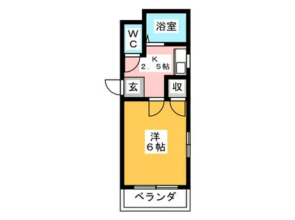 ビグストーンII(1K/2階)の間取り写真