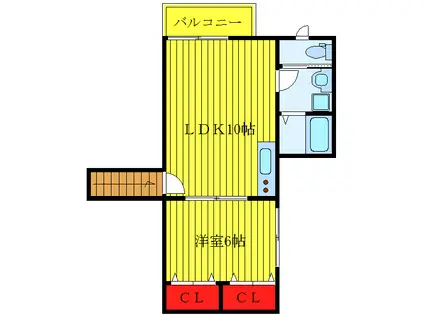 グリーンテラスサントク(1LDK/2階)の間取り写真