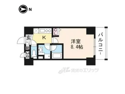 ベラジオ四条通602(1K/6階)の間取り写真