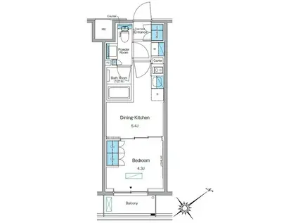 ルフォンプログレ赤塚(1DK/6階)の間取り写真