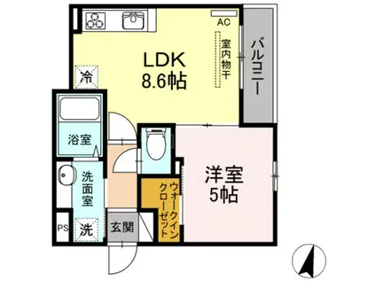 D-ROOM塚越(1LDK/3階)の間取り写真