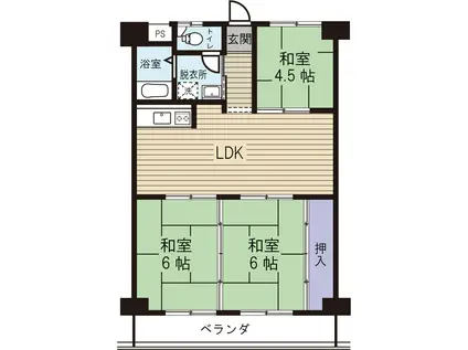 エスコートいさむI(3LDK/6階)の間取り写真