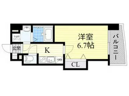 LUXE田辺(1K/8階)の間取り写真