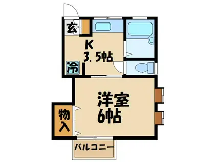 I・Tハイツ(1K/2階)の間取り写真