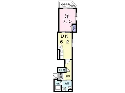 グラン リヴィエール(1DK/2階)の間取り写真