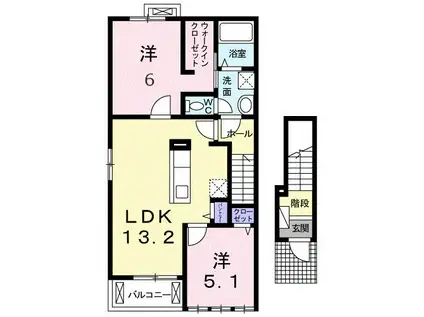 グレイスブリーゼ A(2LDK/2階)の間取り写真