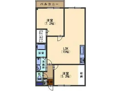 オクト北町(2LDK/4階)の間取り写真