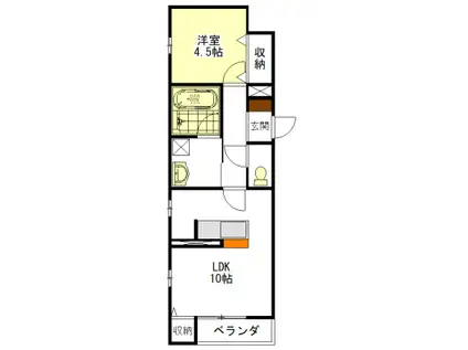 津市新町AP(1LDK/2階)の間取り写真