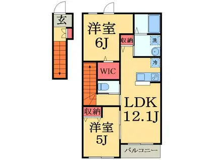 CALME BONHEURII(2LDK/2階)の間取り写真