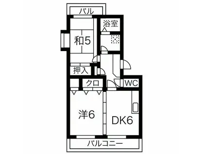 リヴェール保呂(2DK/2階)の間取り写真
