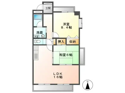 サウスヒルズ大清水(2LDK/6階)の間取り写真