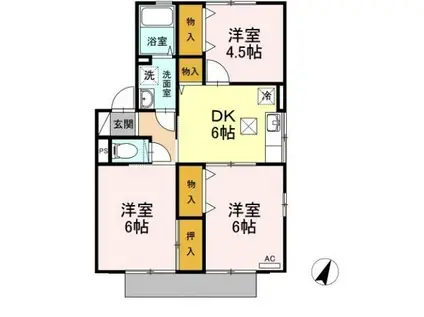 クレセント女池B棟(3DK/2階)の間取り写真