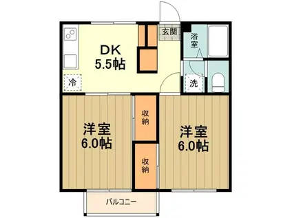 エステートピアエイト(2DK/2階)の間取り写真