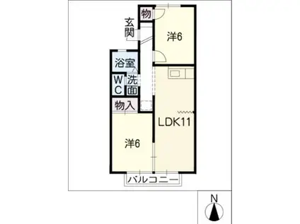 ドリームフォレスト高田(2LDK/2階)の間取り写真