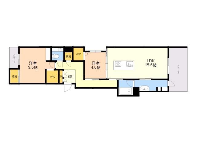  SHAMAISON LUXUAR平尾山荘通(2LDK/4階)の間取り写真