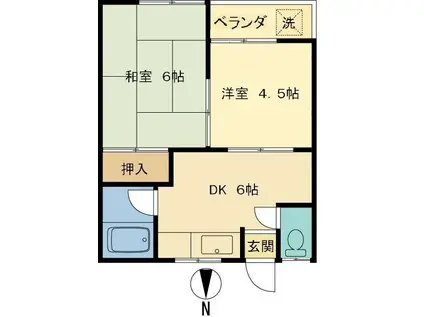 ローズハイツA(2DK/2階)の間取り写真