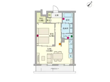 ヘーベルVILLAGE横須賀中央(1LDK/4階)の間取り写真