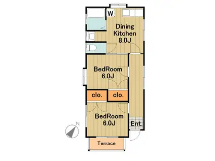 レジデンス小山(2DK/1階)の間取り写真