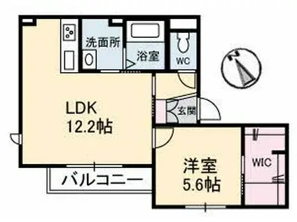 シャーメゾン八幡東(1LDK/2階)の間取り写真
