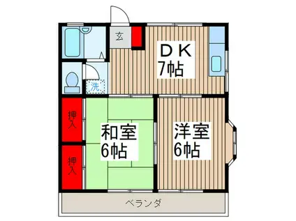 エランドールI(2DK/2階)の間取り写真