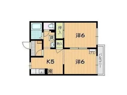 ピースジェベルA(2DK/1階)の間取り写真