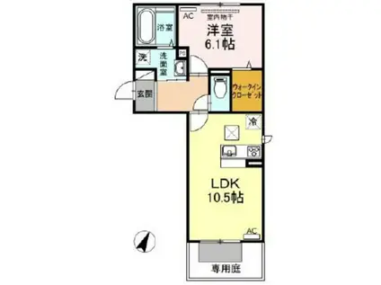 ガーデン五反田(1LDK/1階)の間取り写真