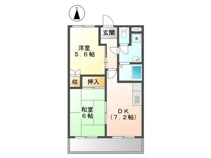 鈴の木ハイツB(2DK/2階)の間取り写真