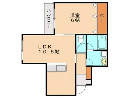 グランドライン緑ヶ丘(1LDK/1階)の間取り写真