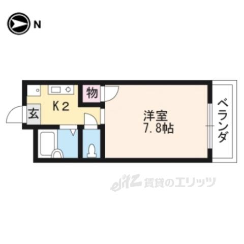 銀頂ハイツME(1K/2階)の間取り写真