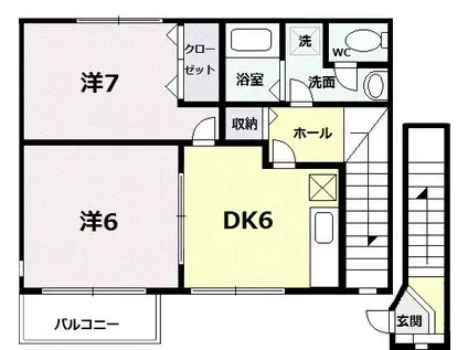 サンパティークII(2DK/2階)の間取り写真