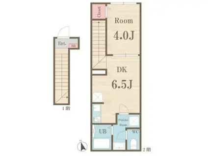 ベリエ池袋本町(1DK/2階)の間取り写真