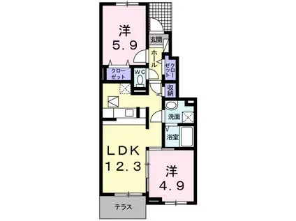 パークイースト(2LDK/1階)の間取り写真