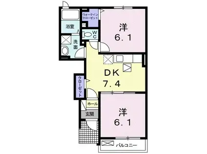 ネオ レジデンス サンリット(2DK/1階)の間取り写真