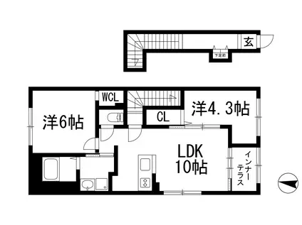 南花屋敷2丁目アパート(2LDK/2階)の間取り写真