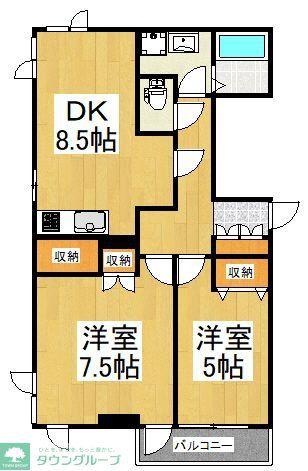 第2アーク山崎(2DK/3階)の間取り写真