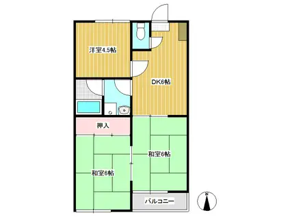 アップルハイツ英(3DK/2階)の間取り写真