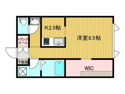 GRAFF(1K/2階)の間取り写真