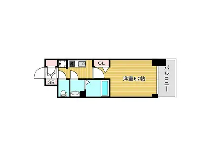 プレサンスOSAKA DOMECITYスクエア(1K/4階)の間取り写真