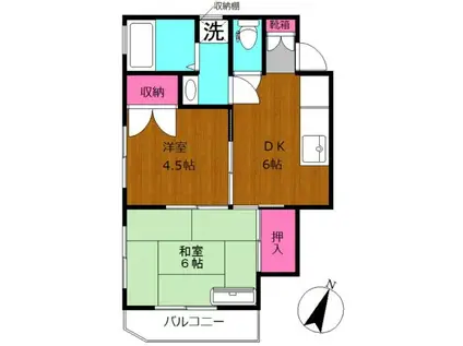 カーサK1(2DK/2階)の間取り写真