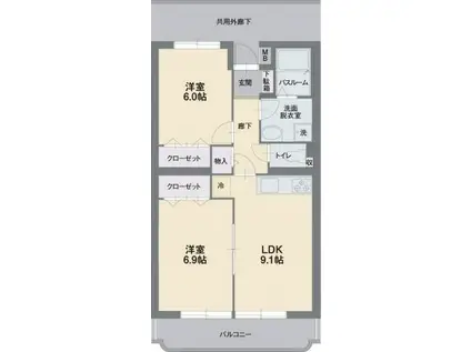 サンモリッツ(2LDK/2階)の間取り写真