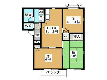 ウエストウッドA(3LDK/1階)の間取り写真
