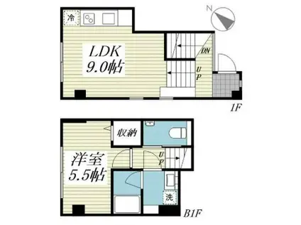 サリースマイル参番館(1LDK/B1階)の間取り写真