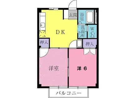 グリーンハイツ林(2DK/2階)の間取り写真