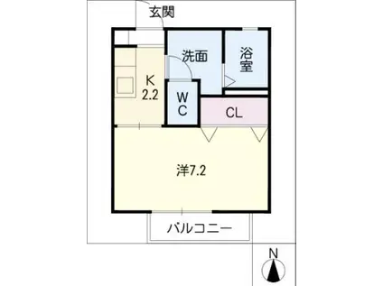 カトル篠木(1K/1階)の間取り写真
