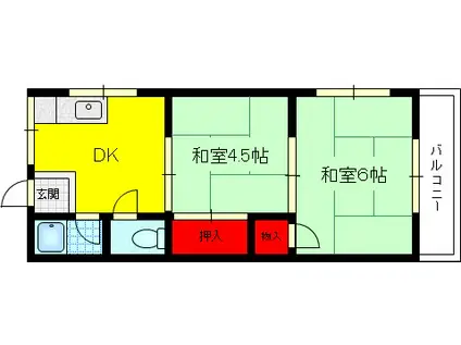 吉川マンション(2DK/4階)の間取り写真