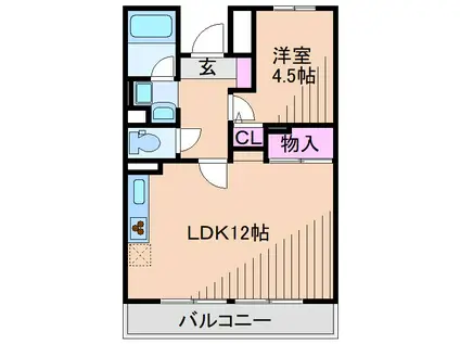 西山第9ビル エルム大倉山(1LDK/2階)の間取り写真